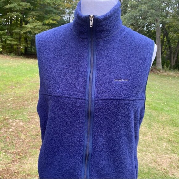 PATAGONIA VEST SYNCHILLA COAT JACKET BLUE FLEECE ZIP FRONT POCKETS SIZE M - Picture 3 of 12